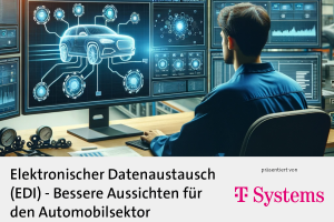 Whitepaper T-Systems - Electronic Data Interchange im Automobilsektor. Das Whitepaper bietet tiefe Einblicke in die Rolle und Zukunft des elektronischen Datenaustauschs (EDI) im Automobilsektor. In einer sich schnell verändernden technologischen Landschaft können Automobilunternehmen von dem fundierten Verständnis profitieren, das dieses Whitepaper bietet, um den technologischen Entwicklungen immer einen Schritt voraus zu sein. Es beleuchtet auch Best Practices und Partnerschaften, die Unternehmen dabei unterstützen, den Herausforderungen der Branche erfolgreich zu begegnen.